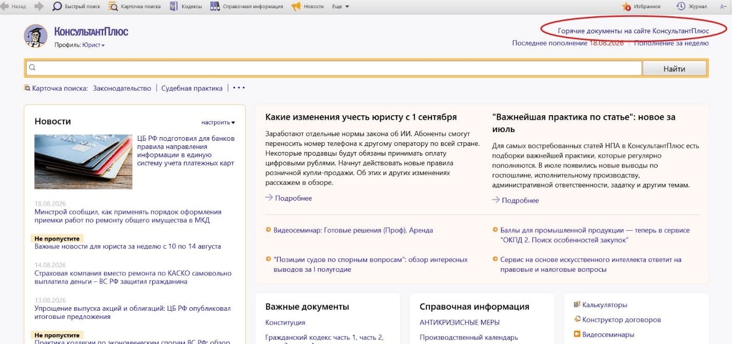 консультант горячие документы